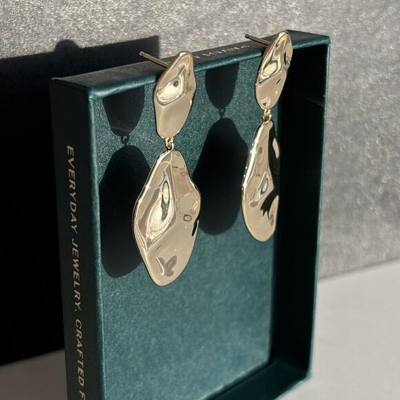 14k Gold Plated White Gold 925 Sterling Silver Drop Dangle Earrings - Picture 4 of 11